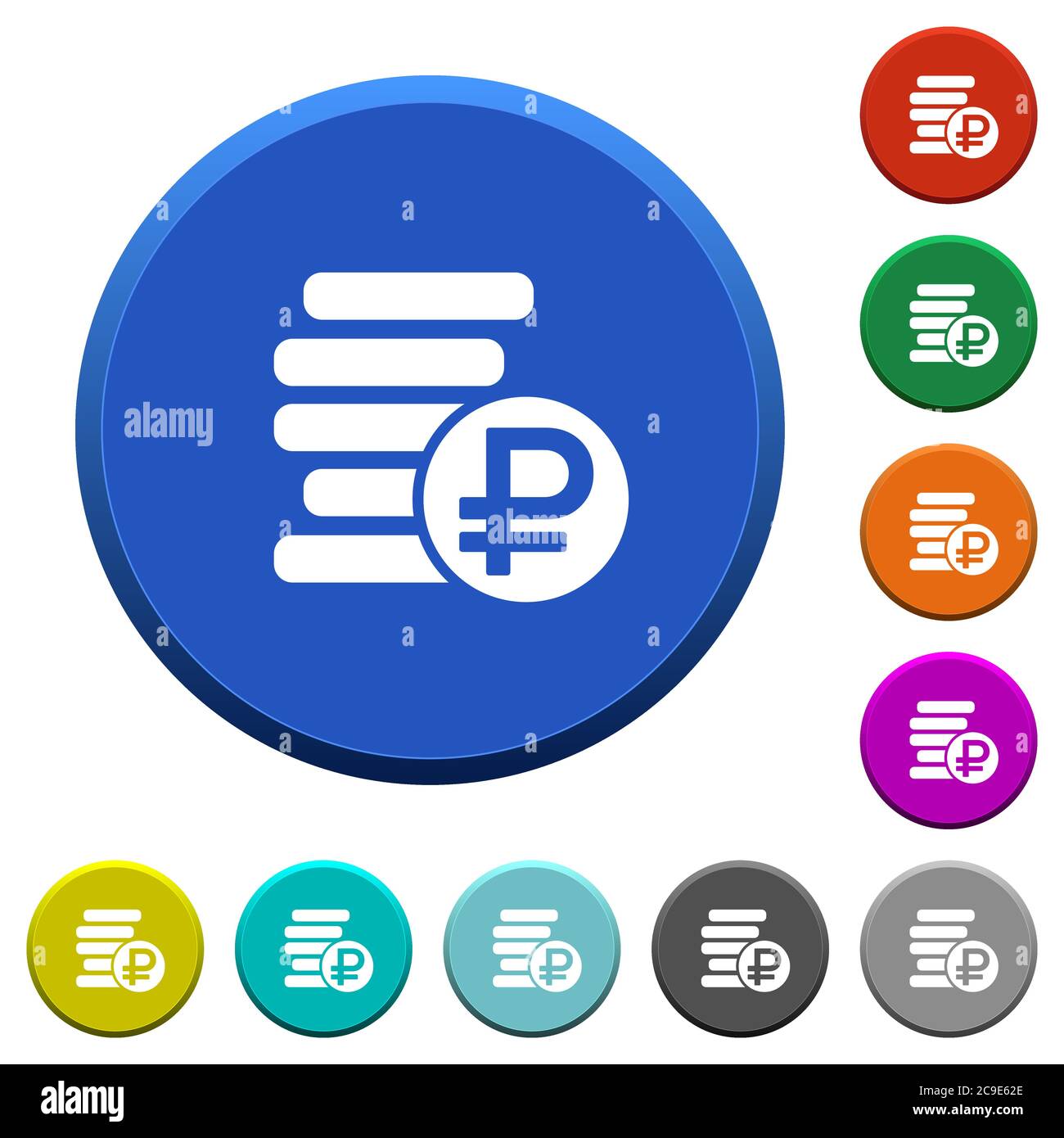 Ruble coins round color beveled buttons with smooth surfaces and flat ...