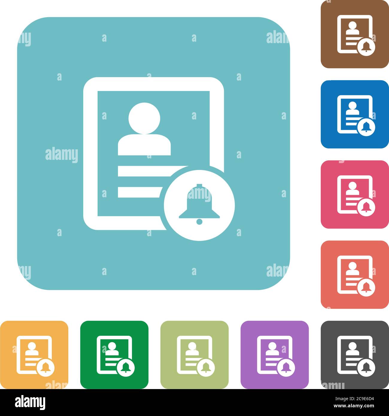 Contact notifications white flat icons on color rounded square backgrounds Stock Vector
