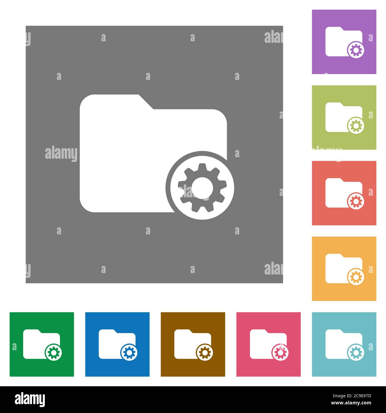 Directory settings flat icons on simple color square backgrounds Stock ...