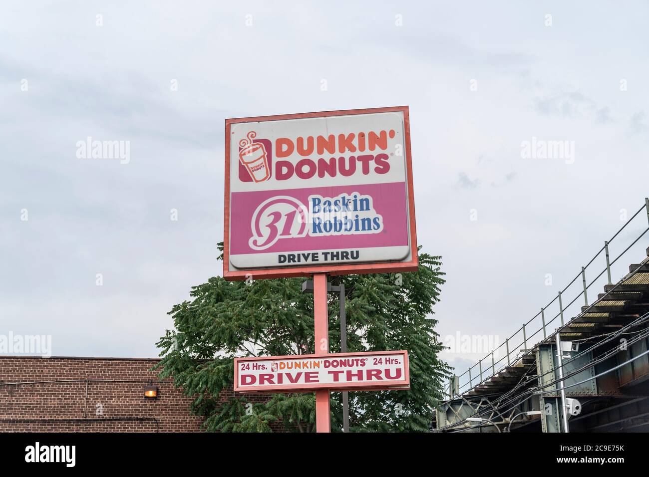 New York, NY - July 30, 2020: View of Dunkin' Donuts store in the Bronx