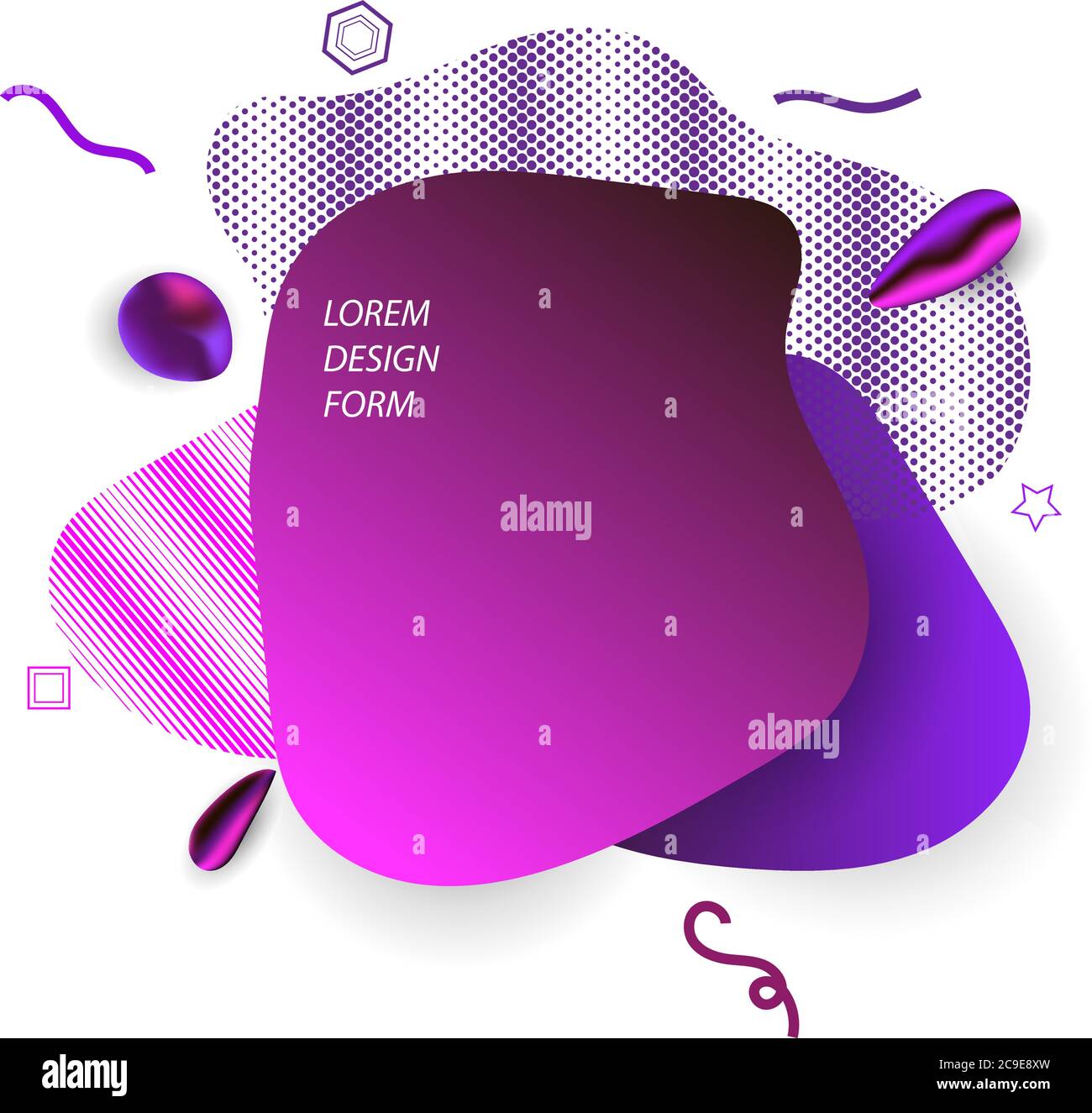 Abstract forms dynamic composition. Unique abstract graphic elements. Design template for presentation or flyer. Banner with a gradient shape. Minimal Stock Vector