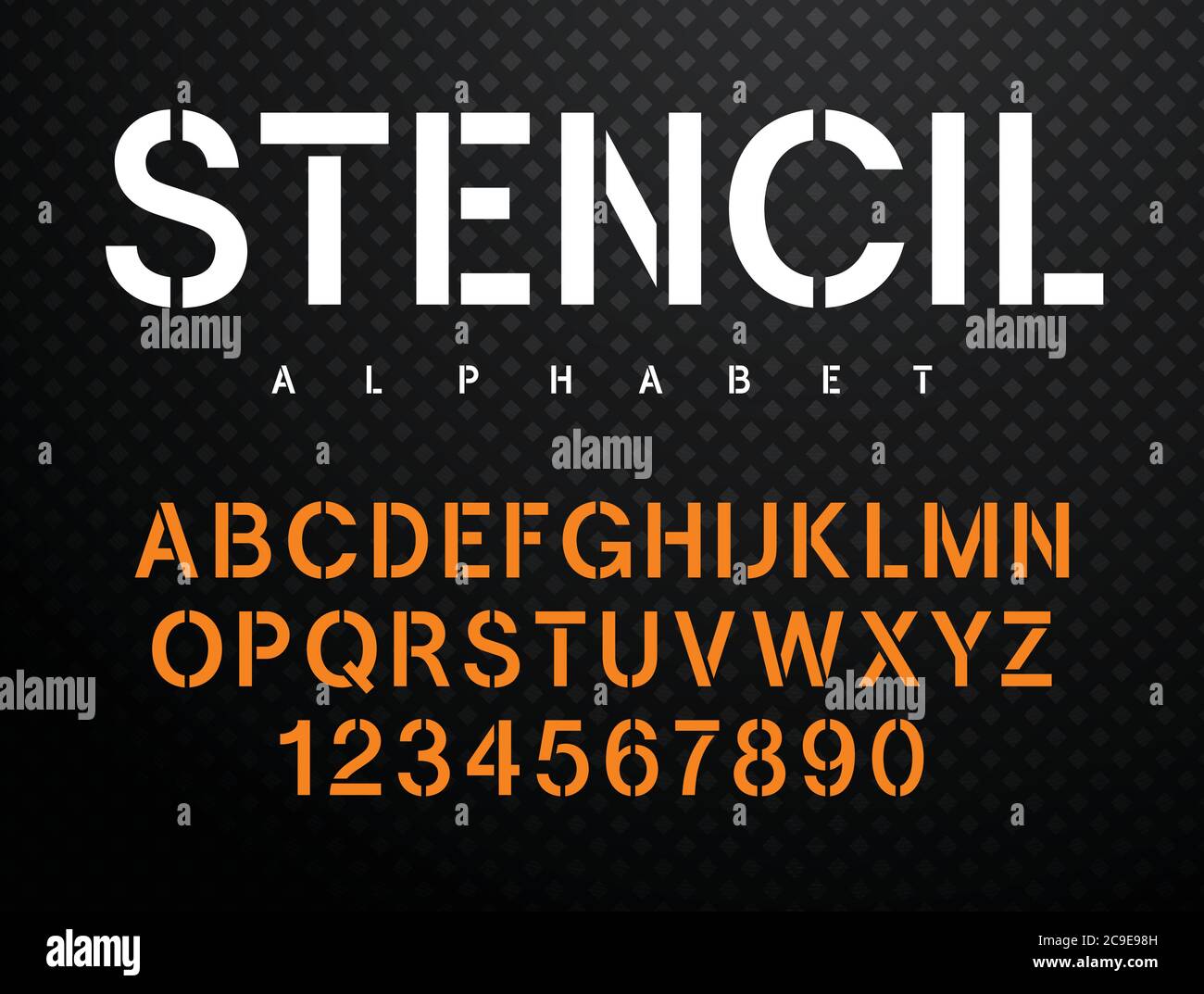 Stencil alphabet. Stencil-plate font in military style. Vectors Stock Vector