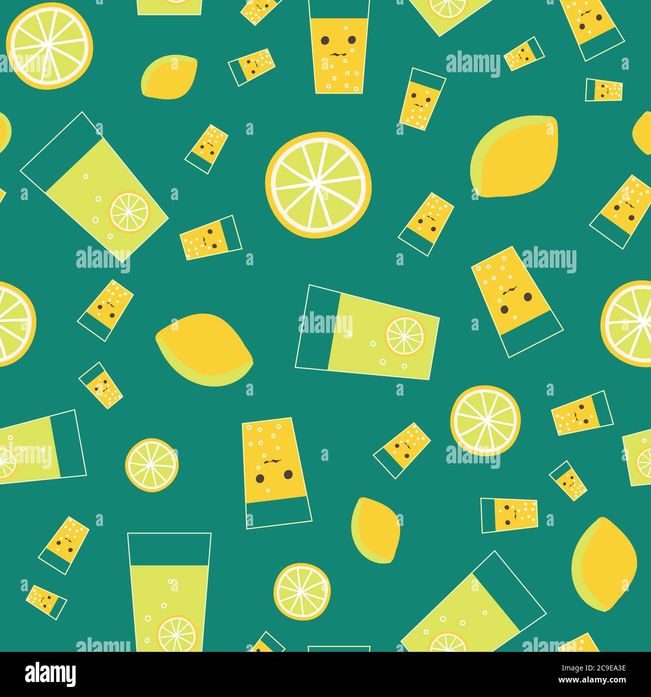 cute lemonade and lemons seamless vector pattern Stock Vector