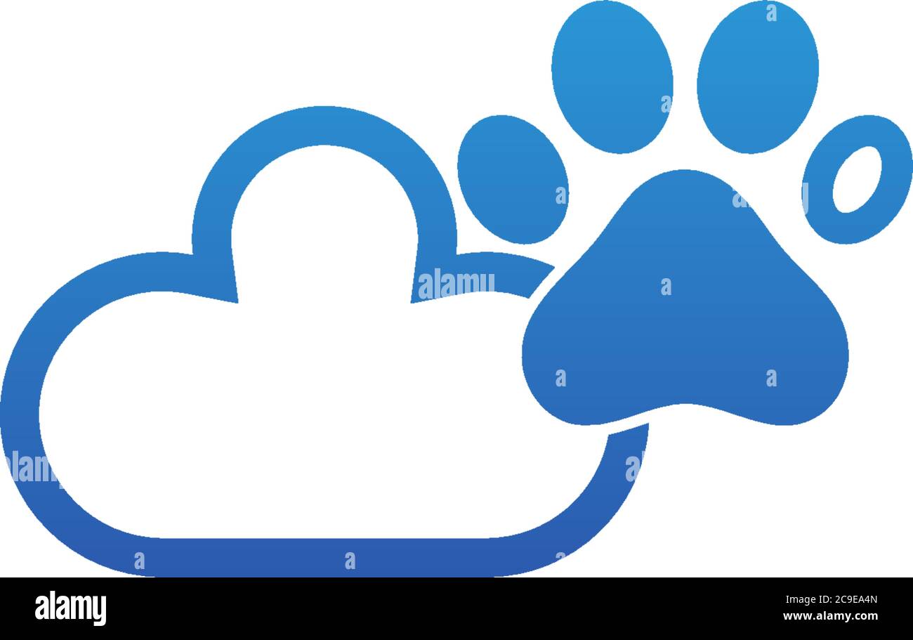 Dog footprint cloud logo design concept illustration Stock Vector
