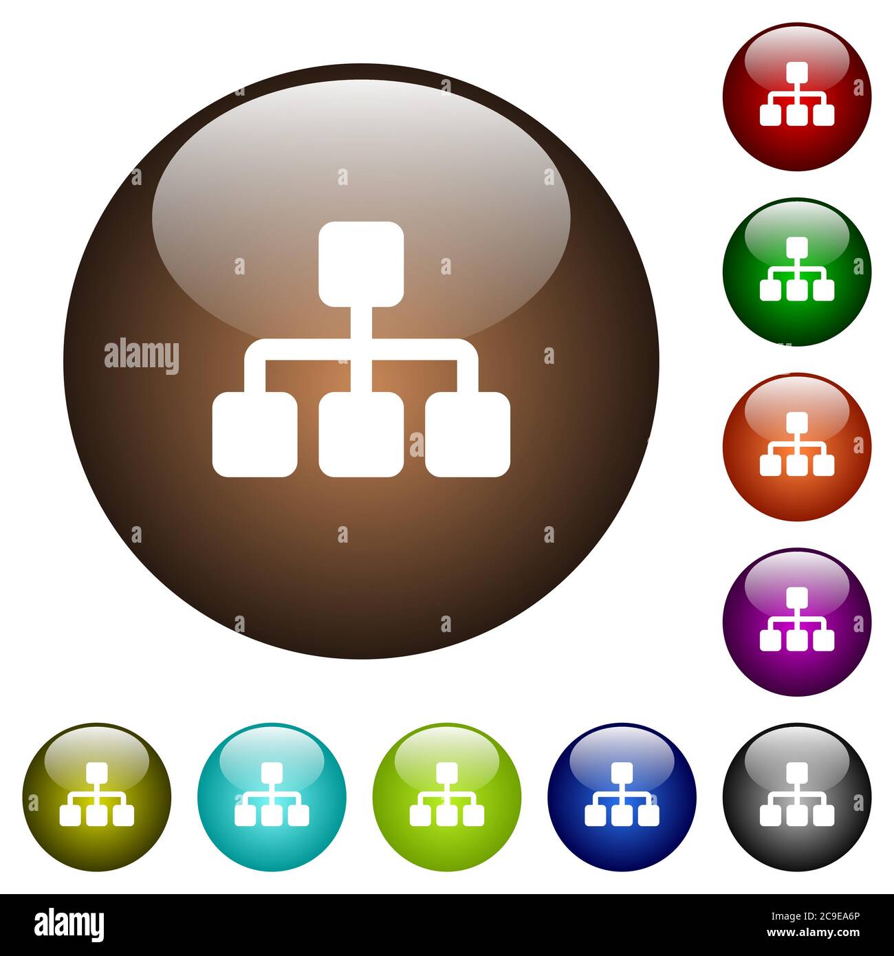 Network white icons on round color glass buttons Stock Vector Image ...