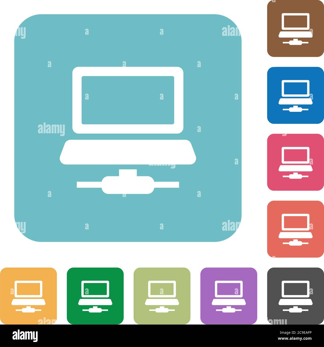 Network database white flat icons on color rounded square backgrounds Stock Vector