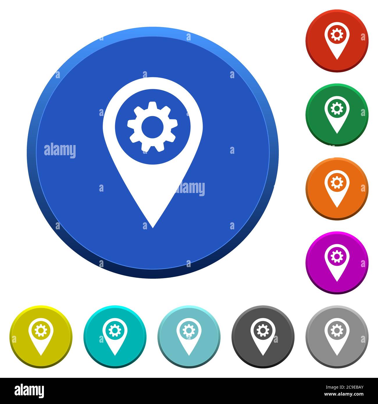 GPS map location settings round color beveled buttons with smooth ...