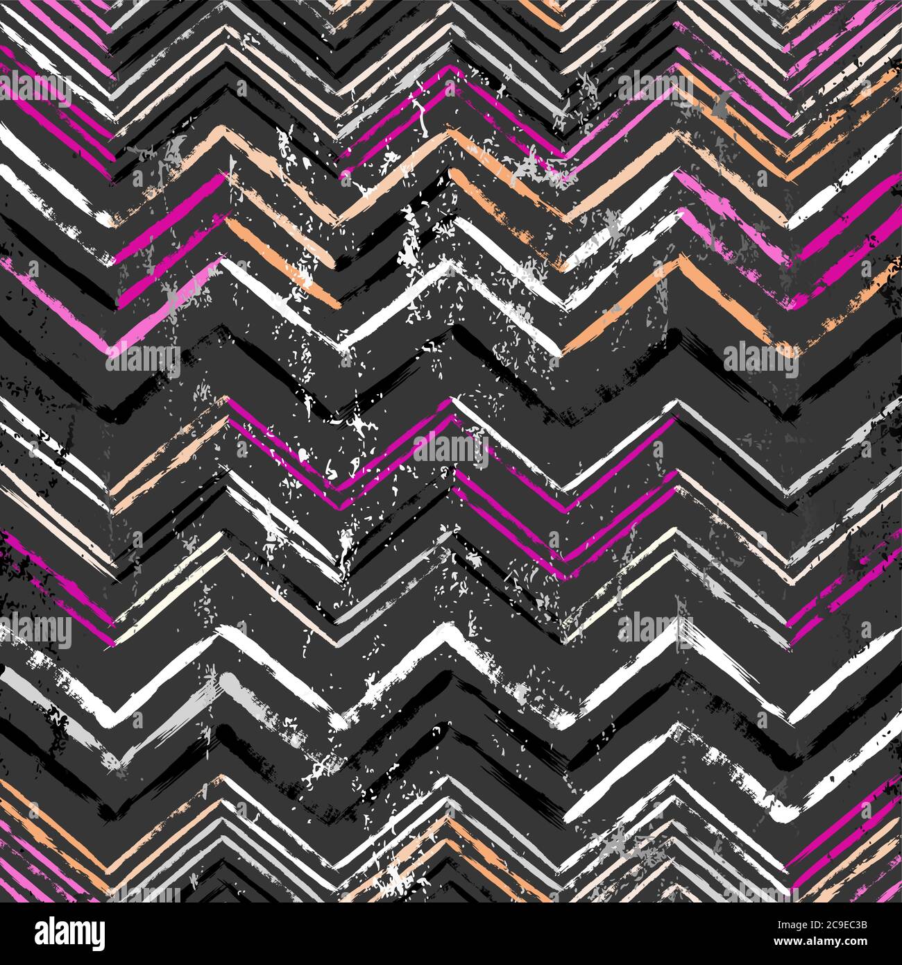 abstract background, with strokes and splashes, zigzag pattern, seamless, black and white Stock Vector