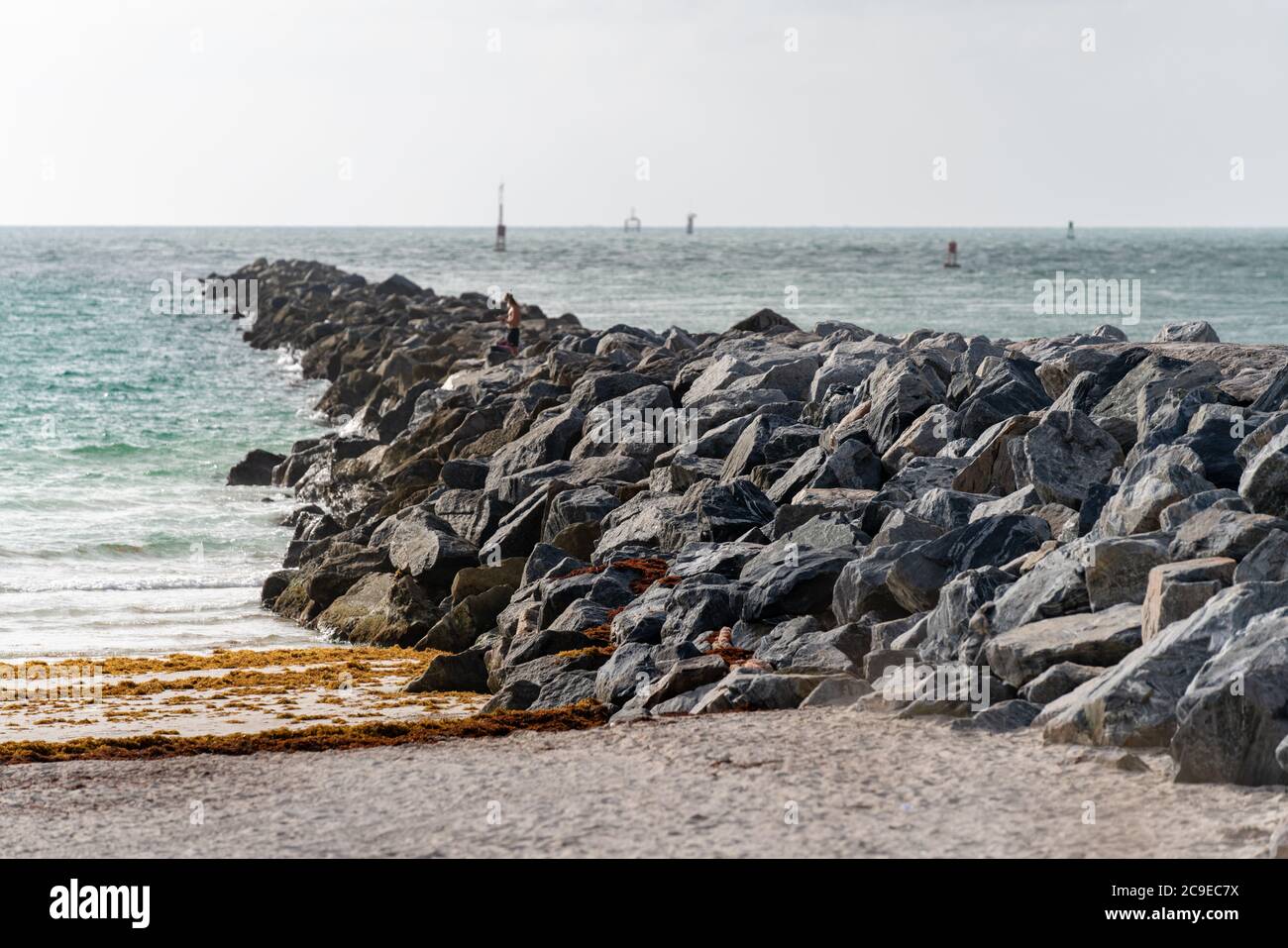 Photo of a rock jetty in Miami Beach Stock Photo Alamy