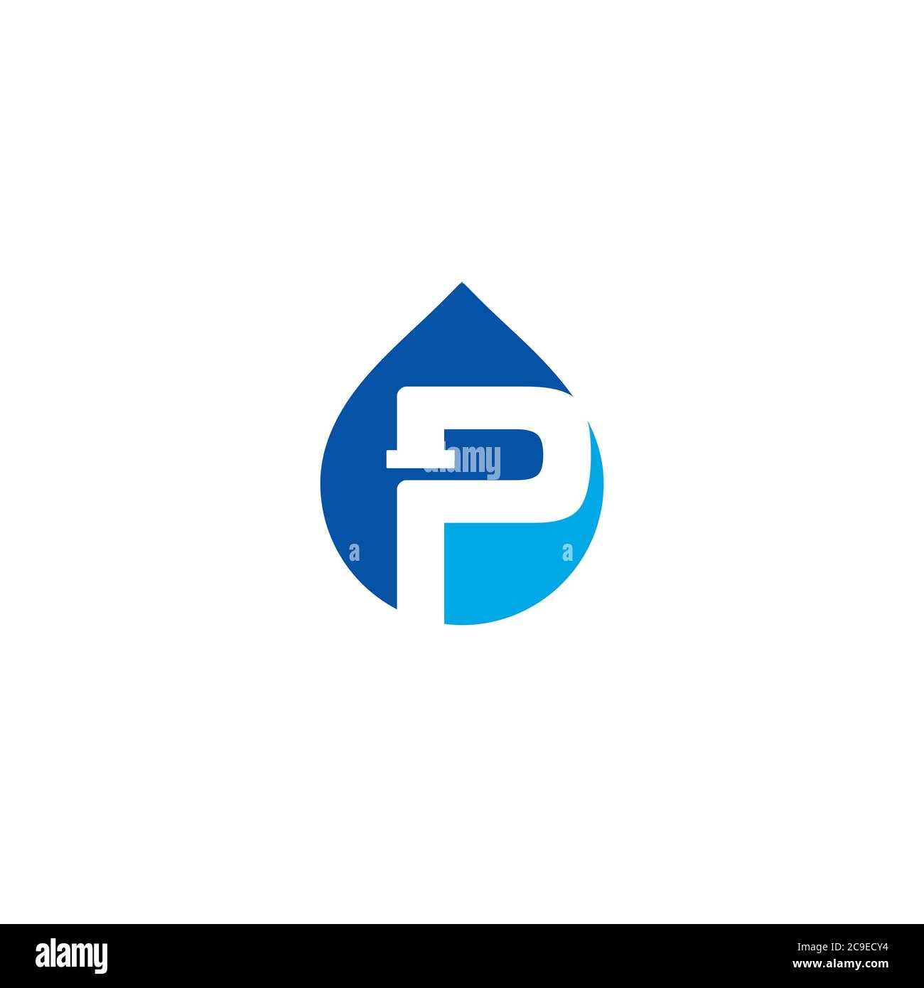 Letter P, Pipe and Water Drop logo / icon design Stock Vector