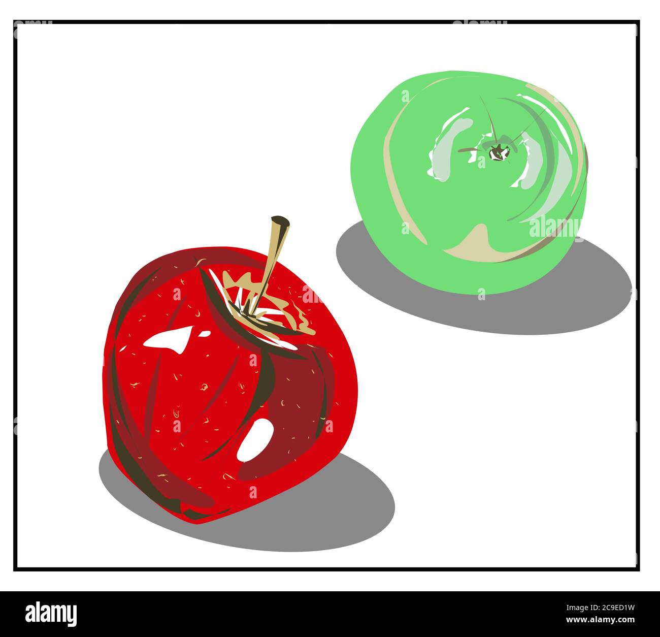 Apples. Green and red apples isolated on a white background. You can move, cut. Vegan. Stock Vector
