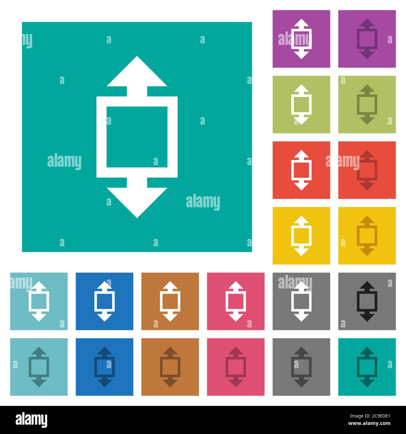 Height tool multi colored flat icons on plain square backgrounds. Included white and darker icon variations for hover or active effects. Stock Vector