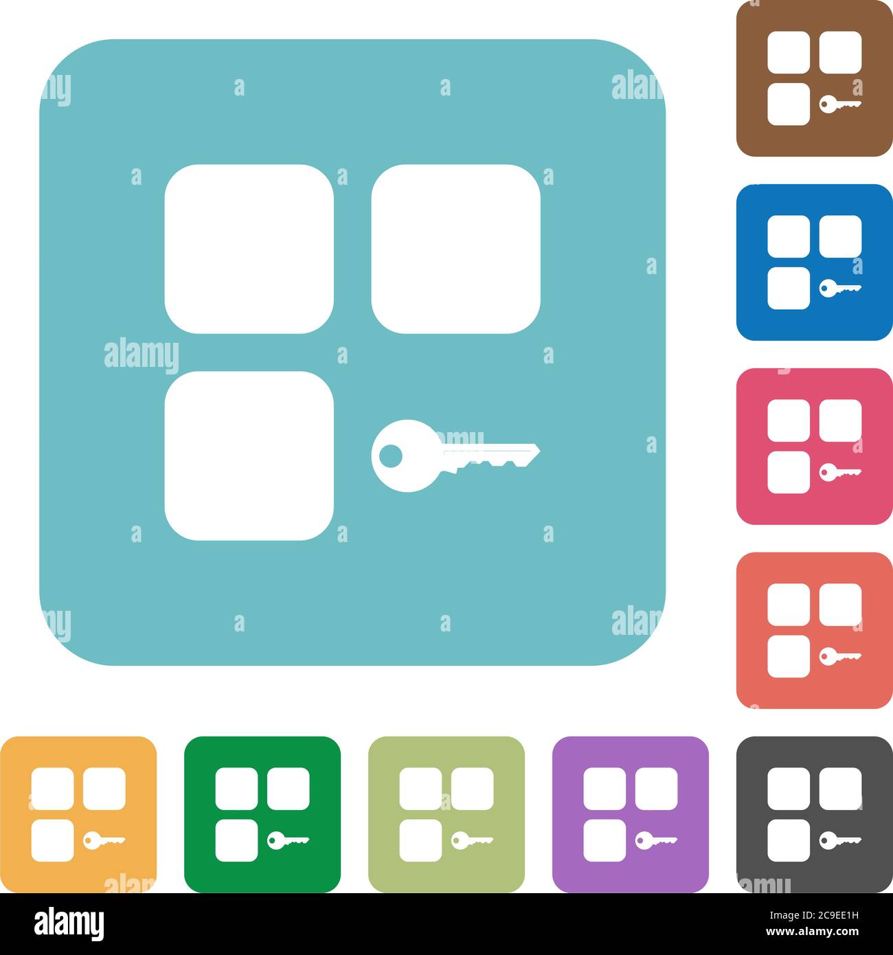 Secure component white flat icons on color rounded square backgrounds Stock Vector