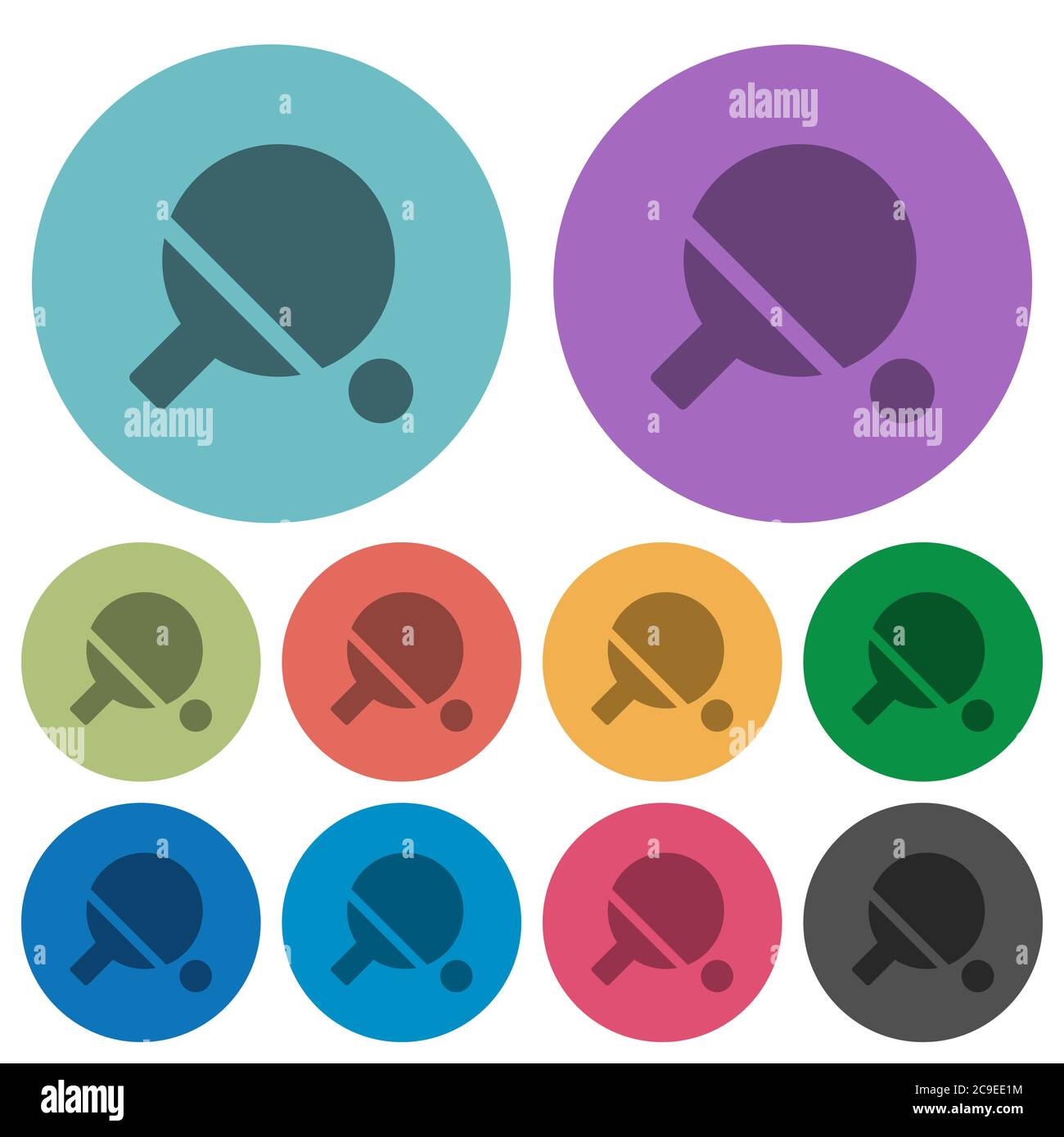 Table tennis darker flat icons on color round background Stock Vector ...