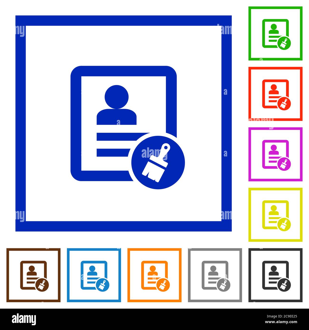 Paste contact flat color icons in square frames on white background Stock Vector