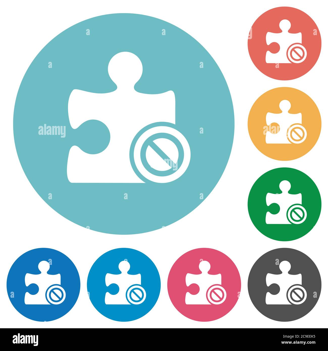 Plugin disabled flat white icons on round color backgrounds Stock Vector