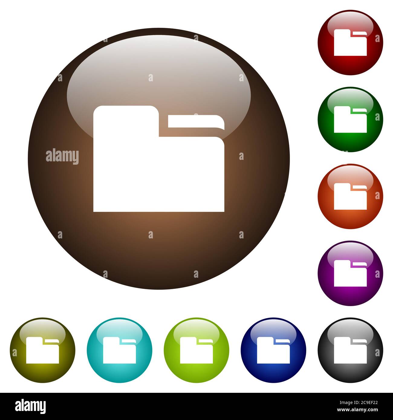Tab folder white icons on round color glass buttons Stock Vector Image ...