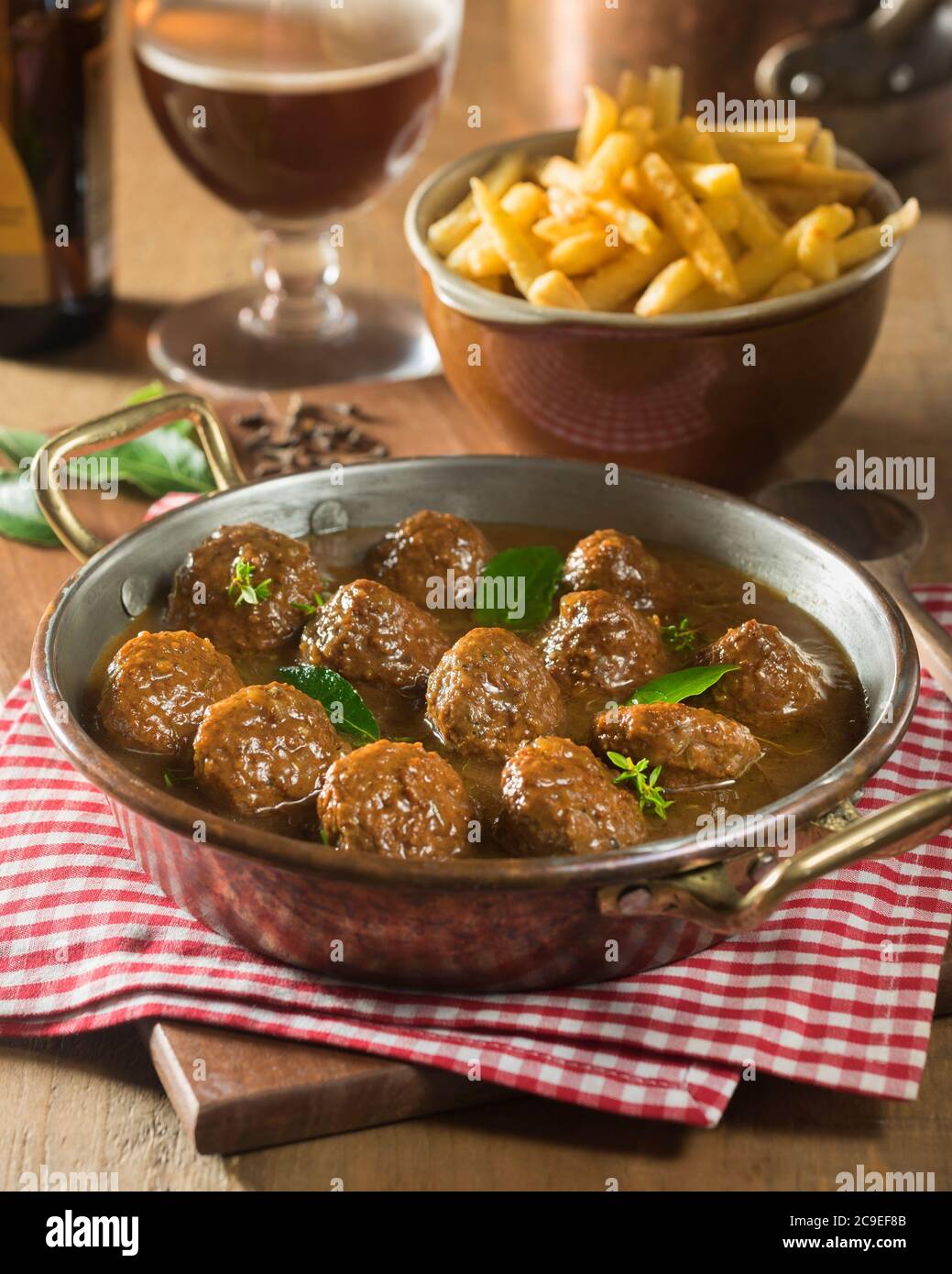 Boulettes Sauce Lapin. Belgian meatballs. Food Belgium Stock Photo