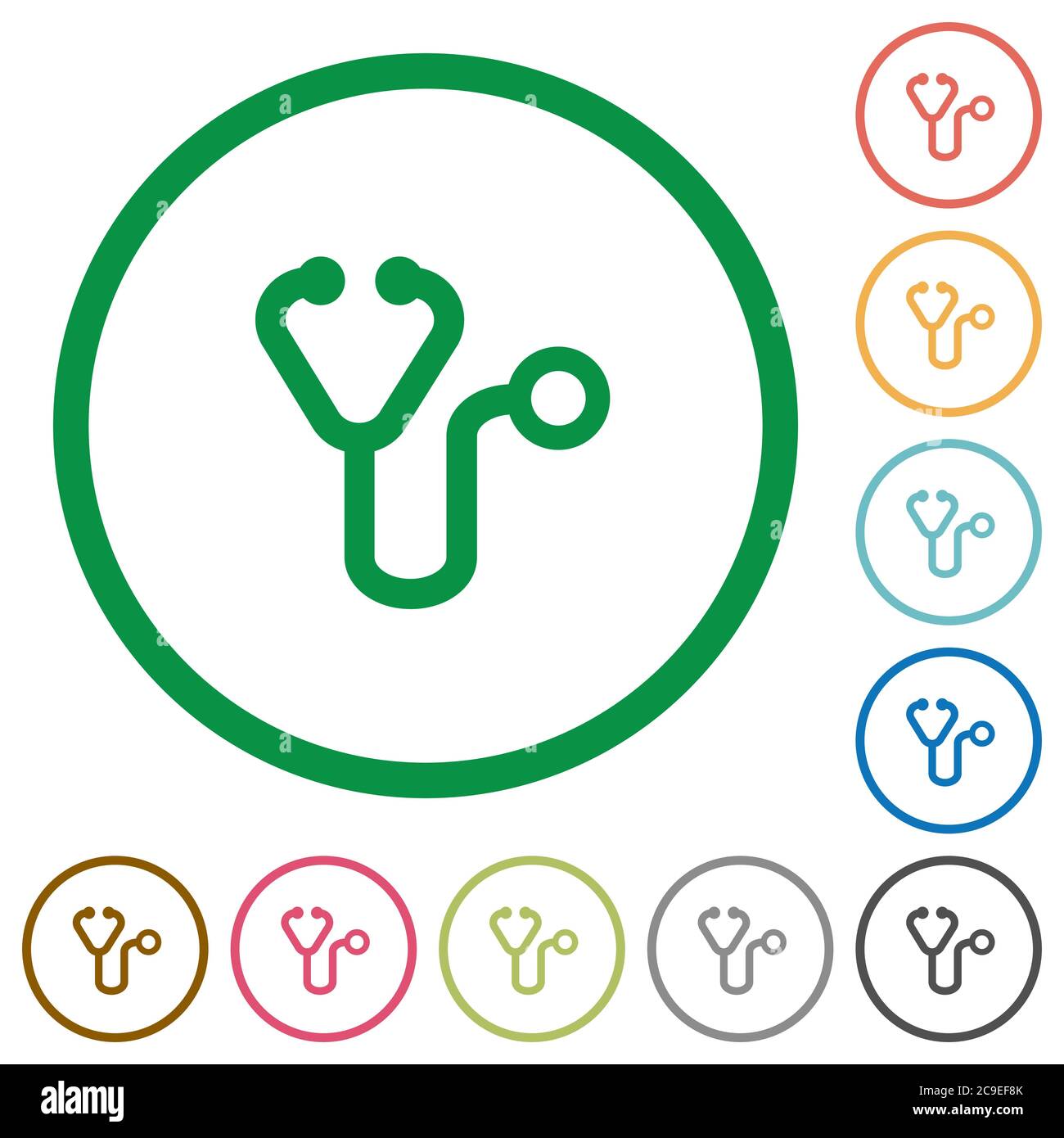 Stethoscope flat color icons in round outlines on white background ...