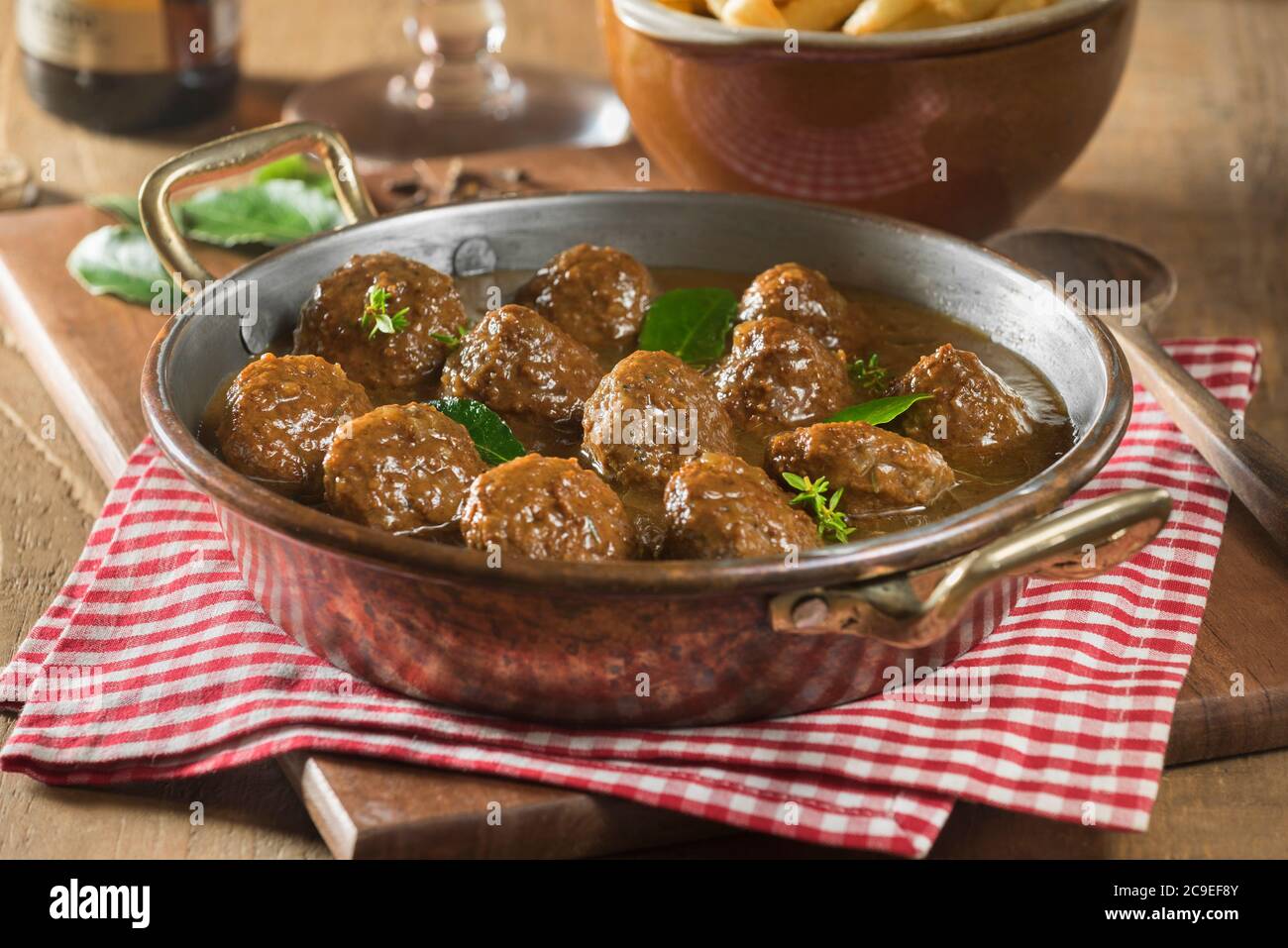Boulettes Sauce Lapin. Belgian meatballs. Food Belgium Stock Photo