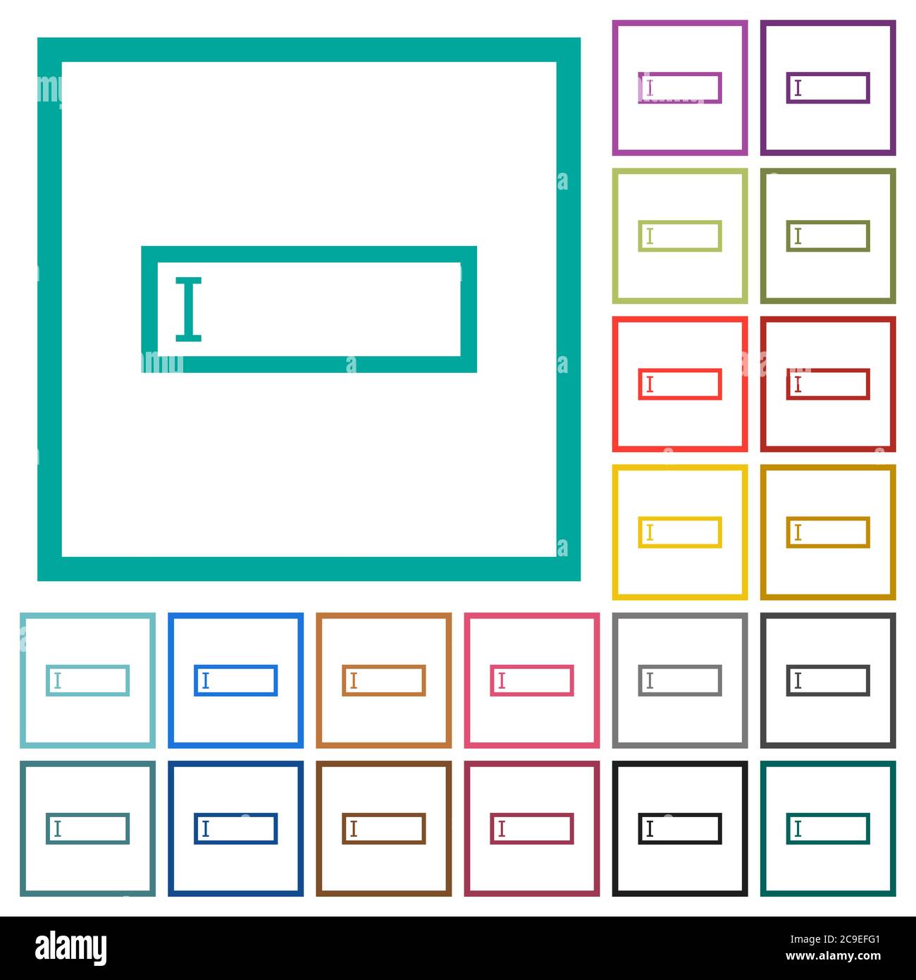 Editbox with editing cursor flat color icons with quadrant frames on ...