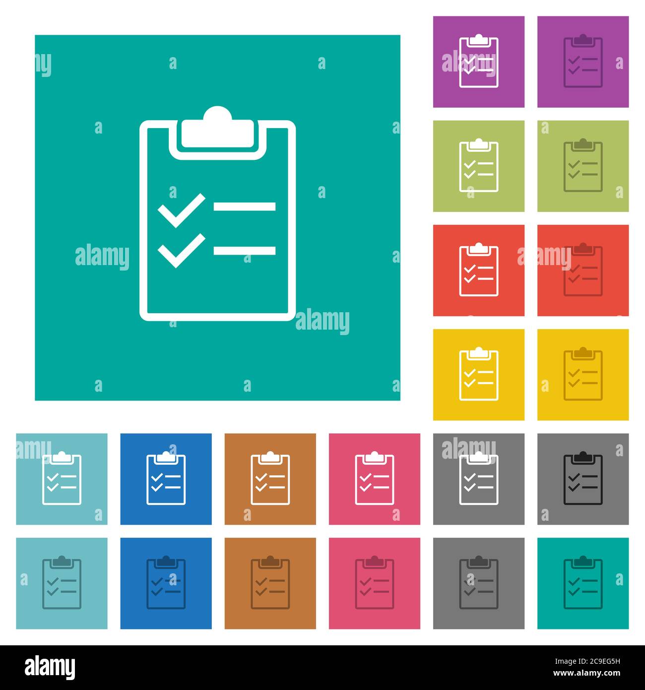 Checklist multi colored flat icons on plain square backgrounds ...