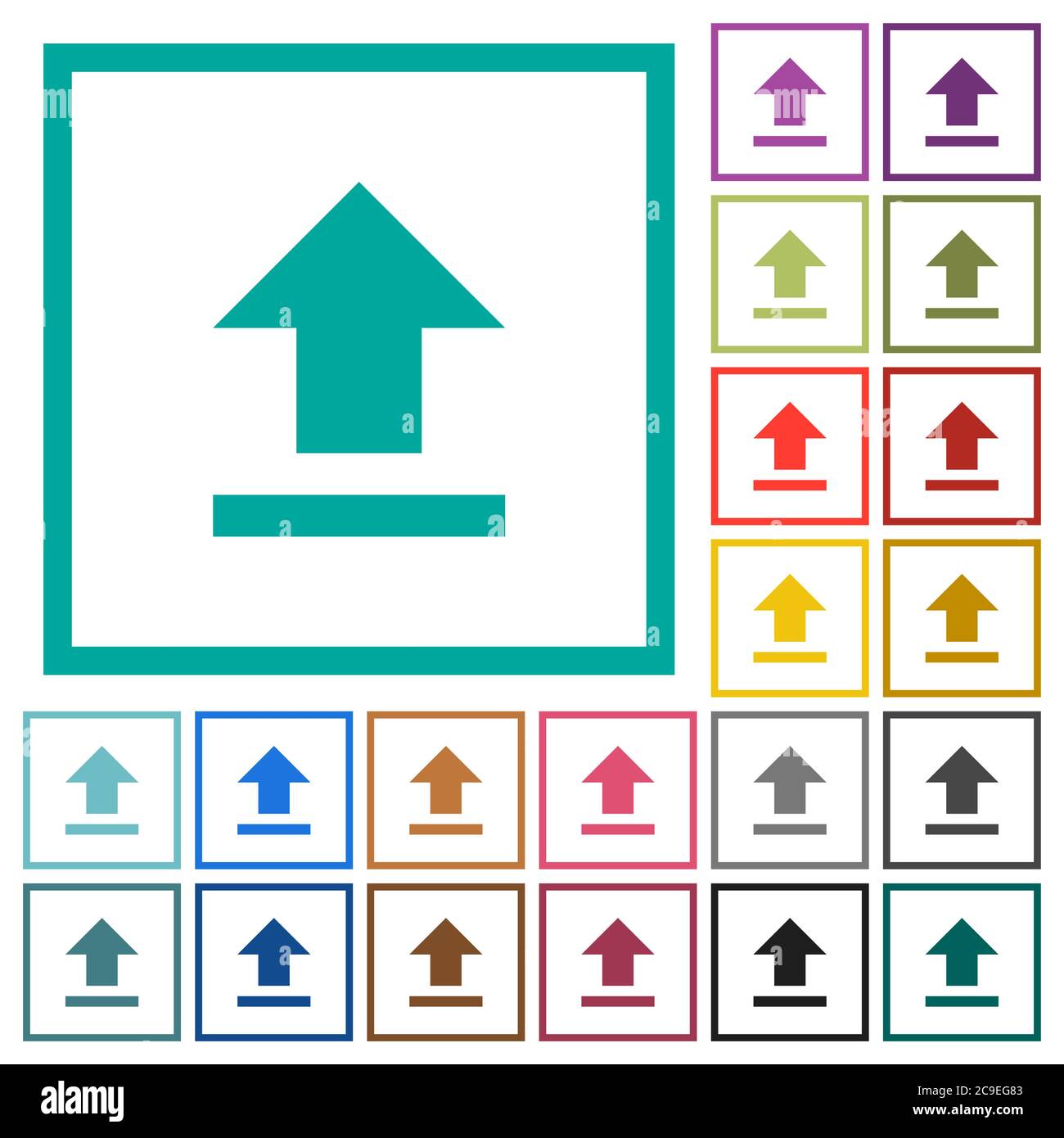 Upload flat color icons with quadrant frames on white background Stock ...