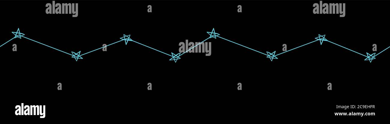 zig zag line with pentagram stars seamless border Stock Vector