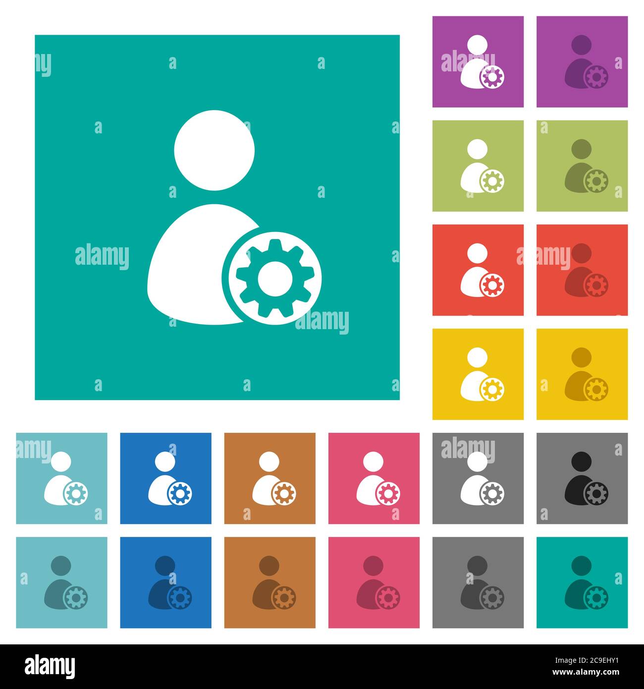 User account settings multi colored flat icons on plain square ...