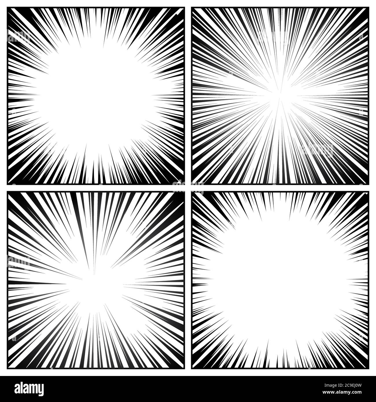 Comic book radial lines collection. Comics background with motion