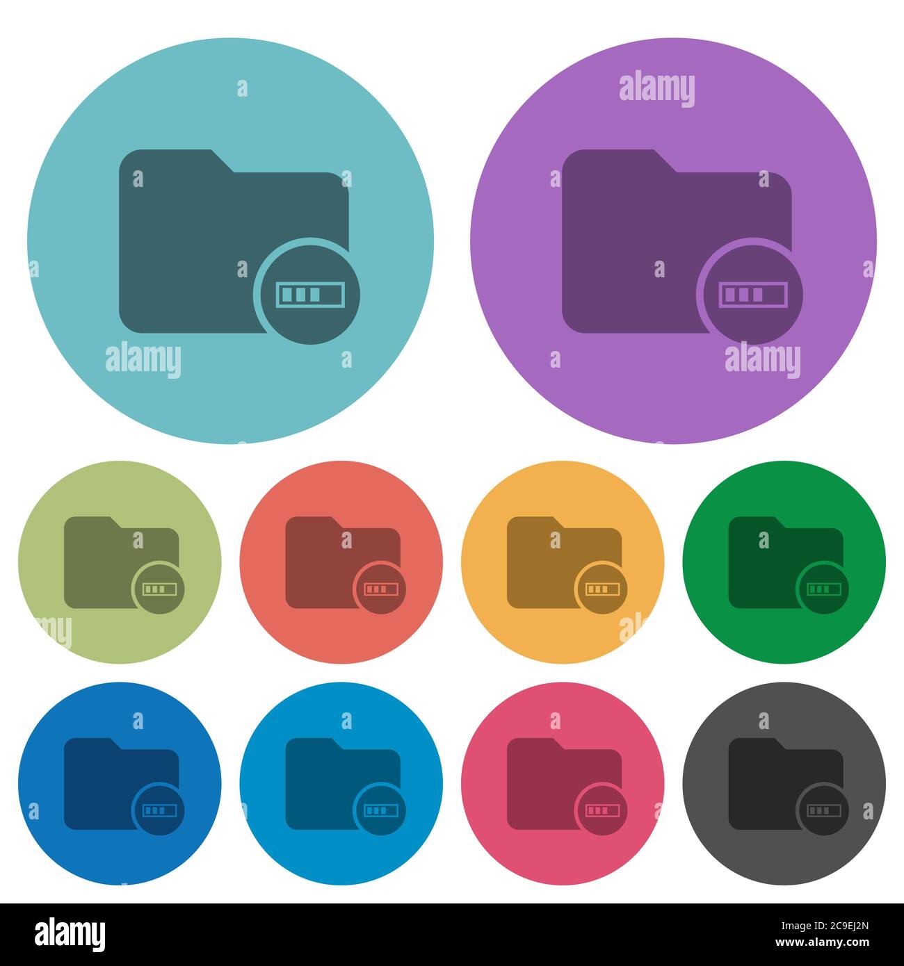 Directory processing darker flat icons on color round background Stock Vector