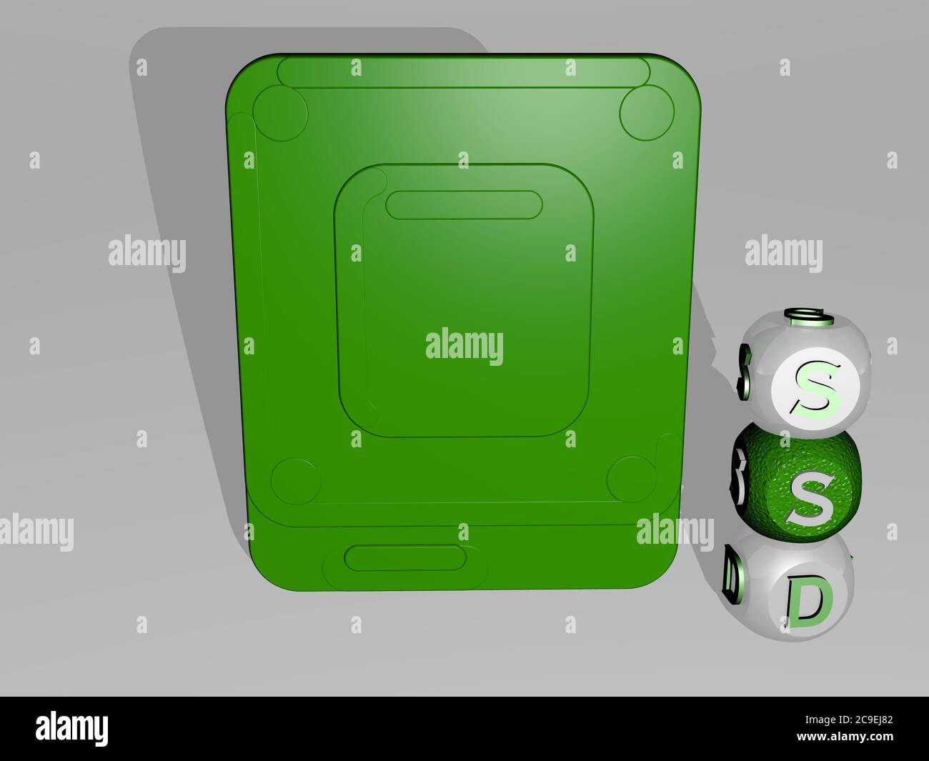 3D representation of ssd with icon on the wall and text arranged by ...