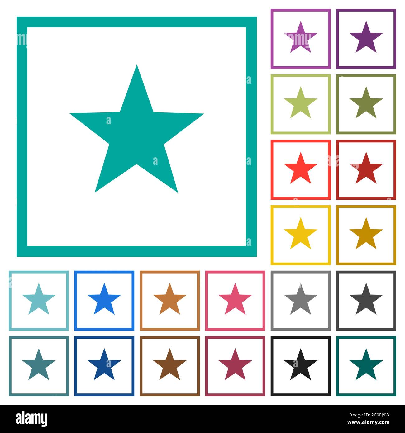 Favorite flat color icons with quadrant frames on white background ...