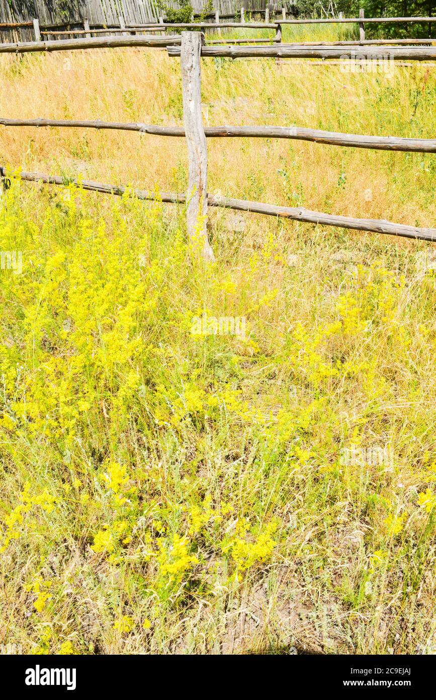 old wooden fence. Old fence on a background of grass Stock Photo - Alamy