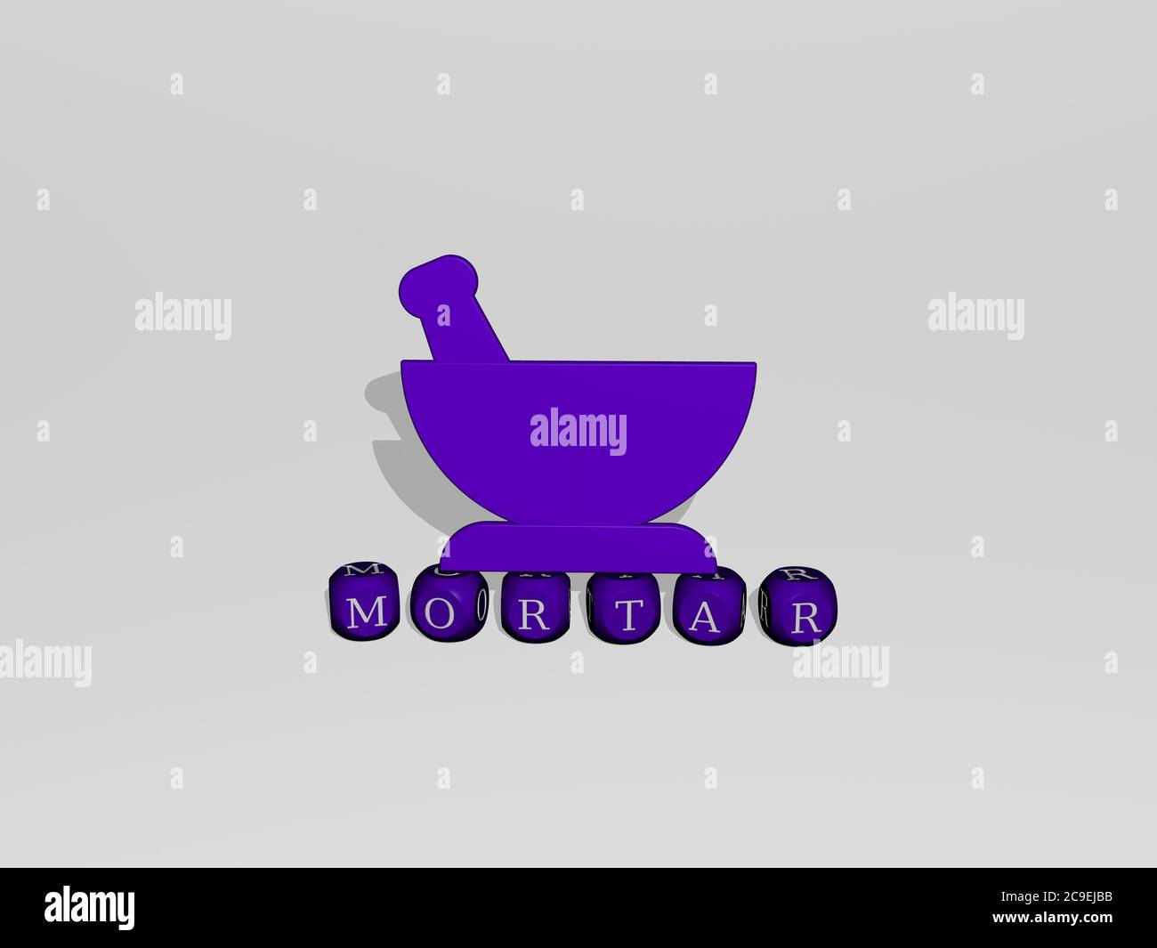 3D representation of mortar with icon on the wall and text arranged by ...