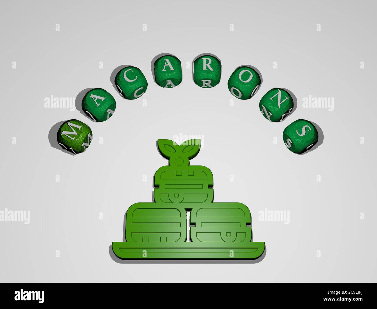 3D graphical image of macarons vertically along with text built around ...