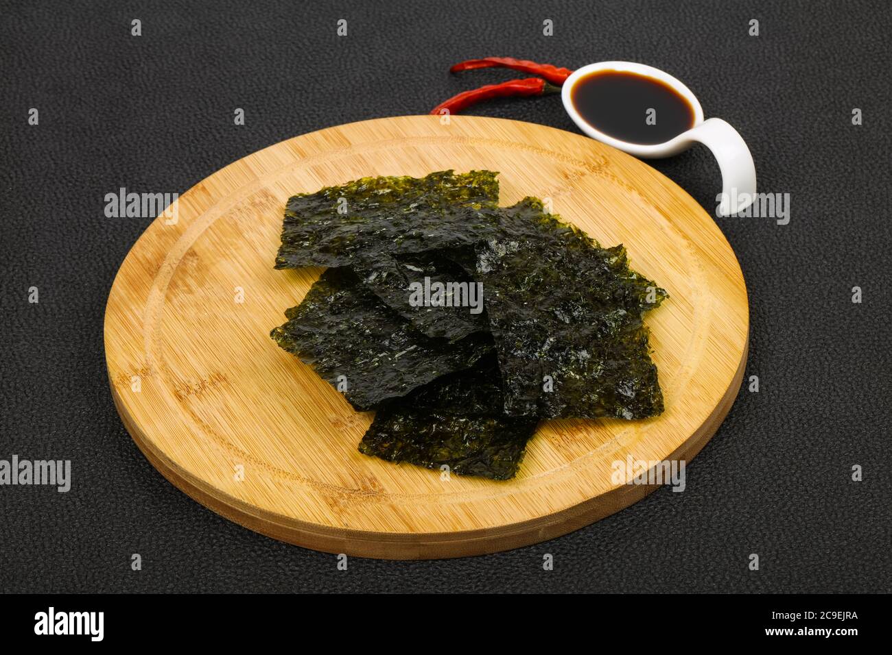 Tasty Nori chips with soya sauce Stock Photo Alamy