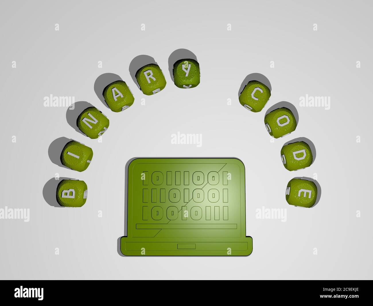 3D representation of binary code with icon on the wall and text ...