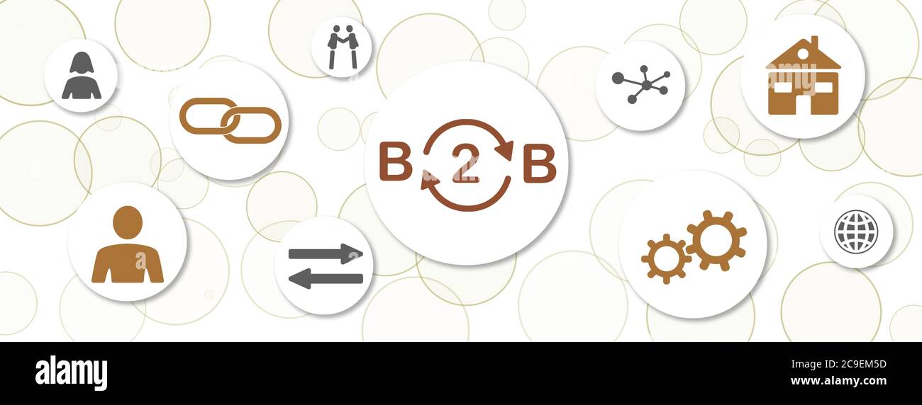 Concept of b2b with icons on circles Stock Photo - Alamy