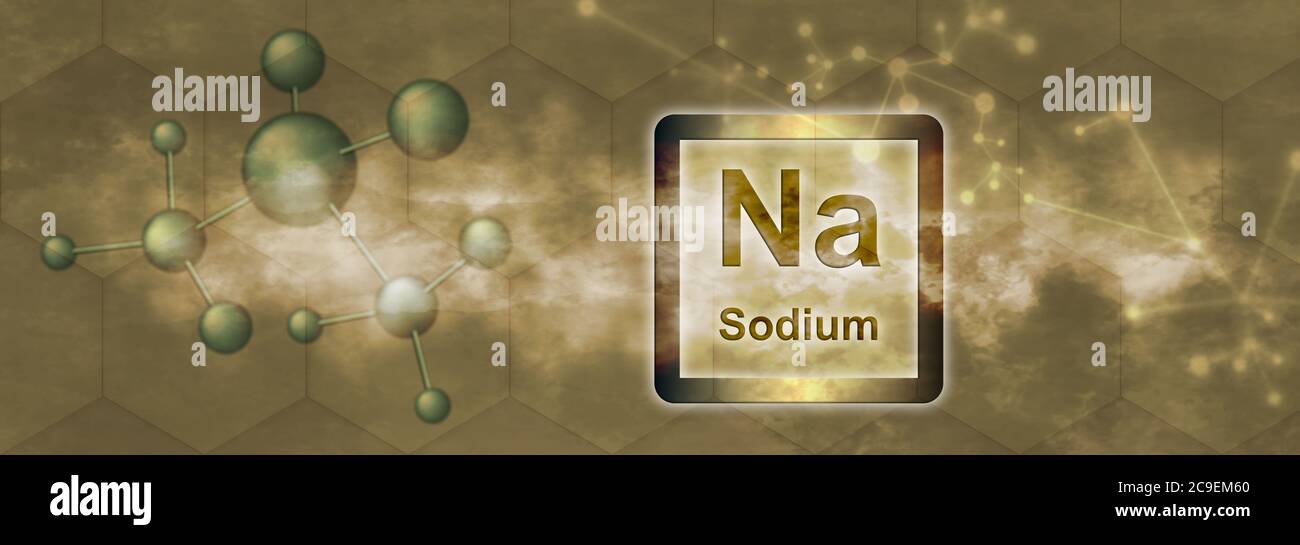 Na Symbol Sodium Chemical Element With Molecule And Network On Yellow Background Stock Photo Alamy