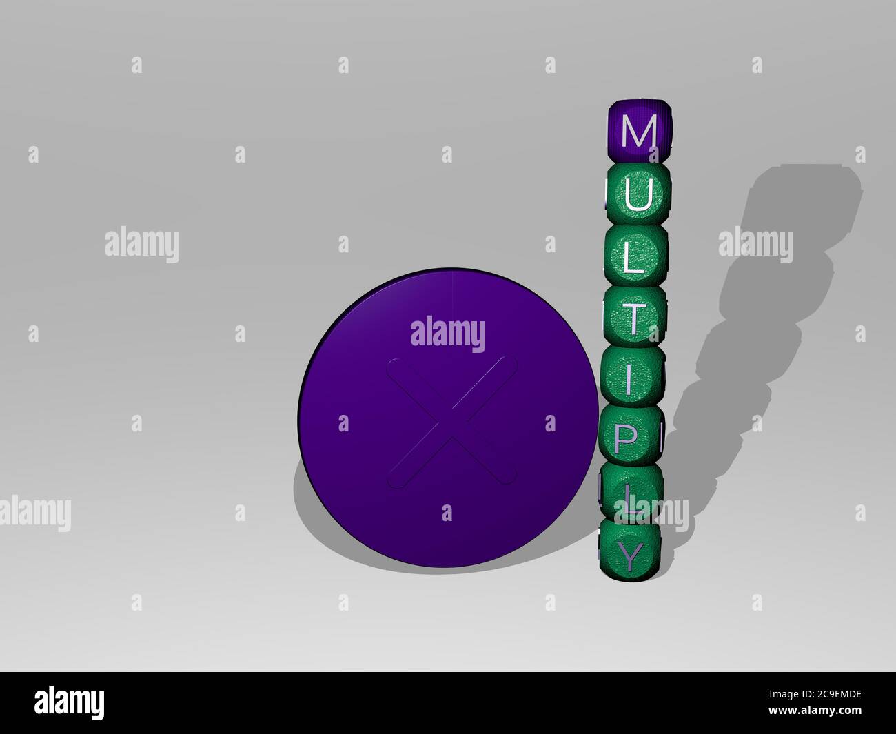 3D graphical image of multiply vertically along with text built around ...