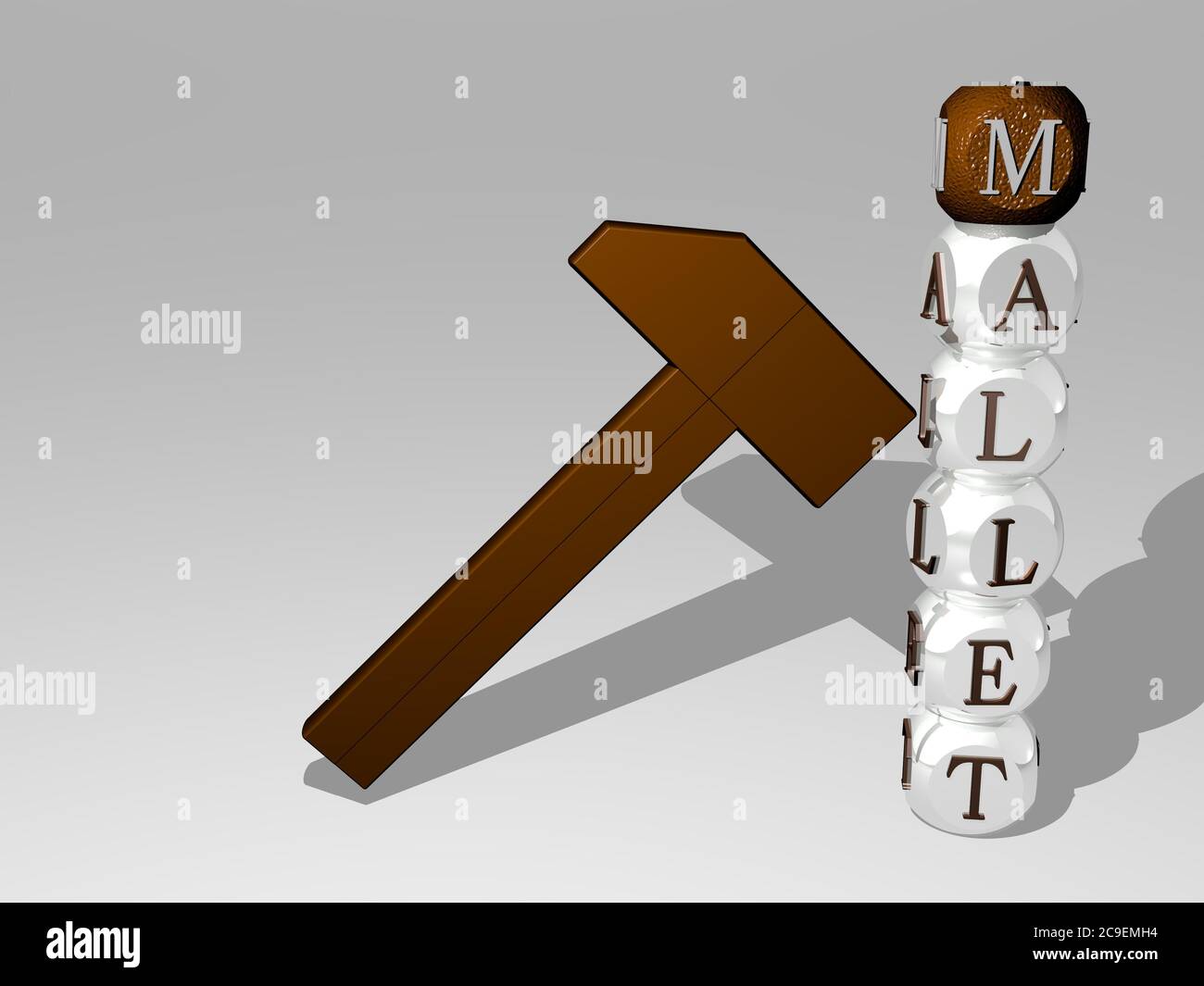 3D representation of MALLET with icon on the wall and text arranged by