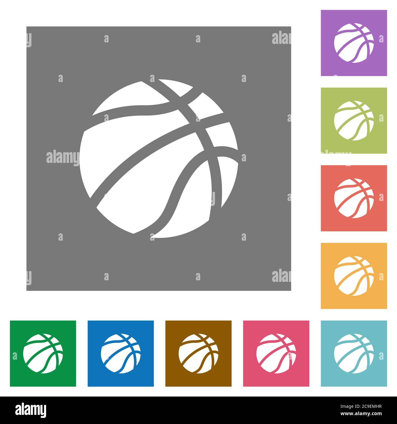 Basketball flat icons on simple color square backgrounds Stock Vector ...