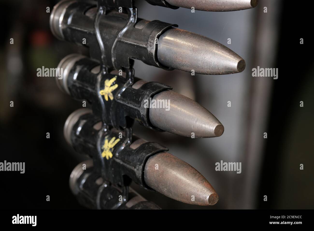 Detail of aircraft power sources and equipment on display to public. Stock Photo