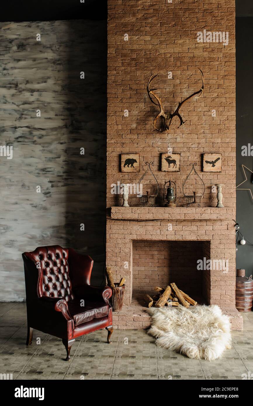 Victorian fireplace and armchair hires stock photography and images