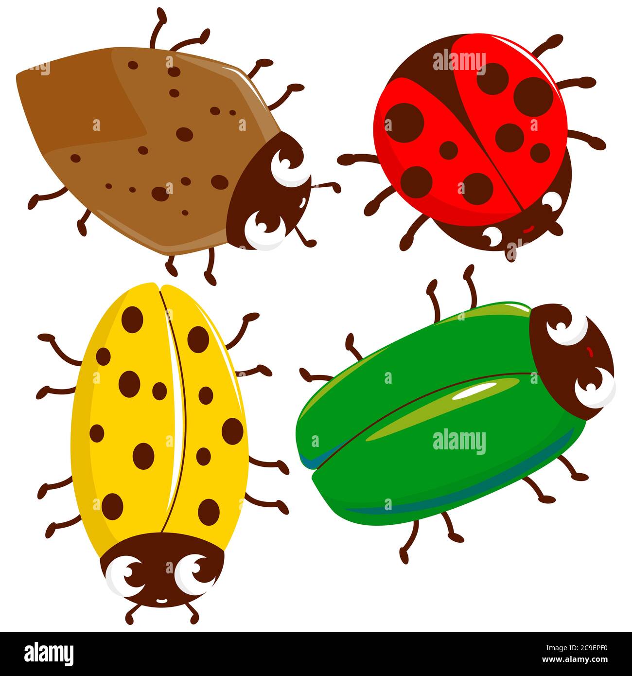 Cartoon bugs collection on white background. Stock Photo