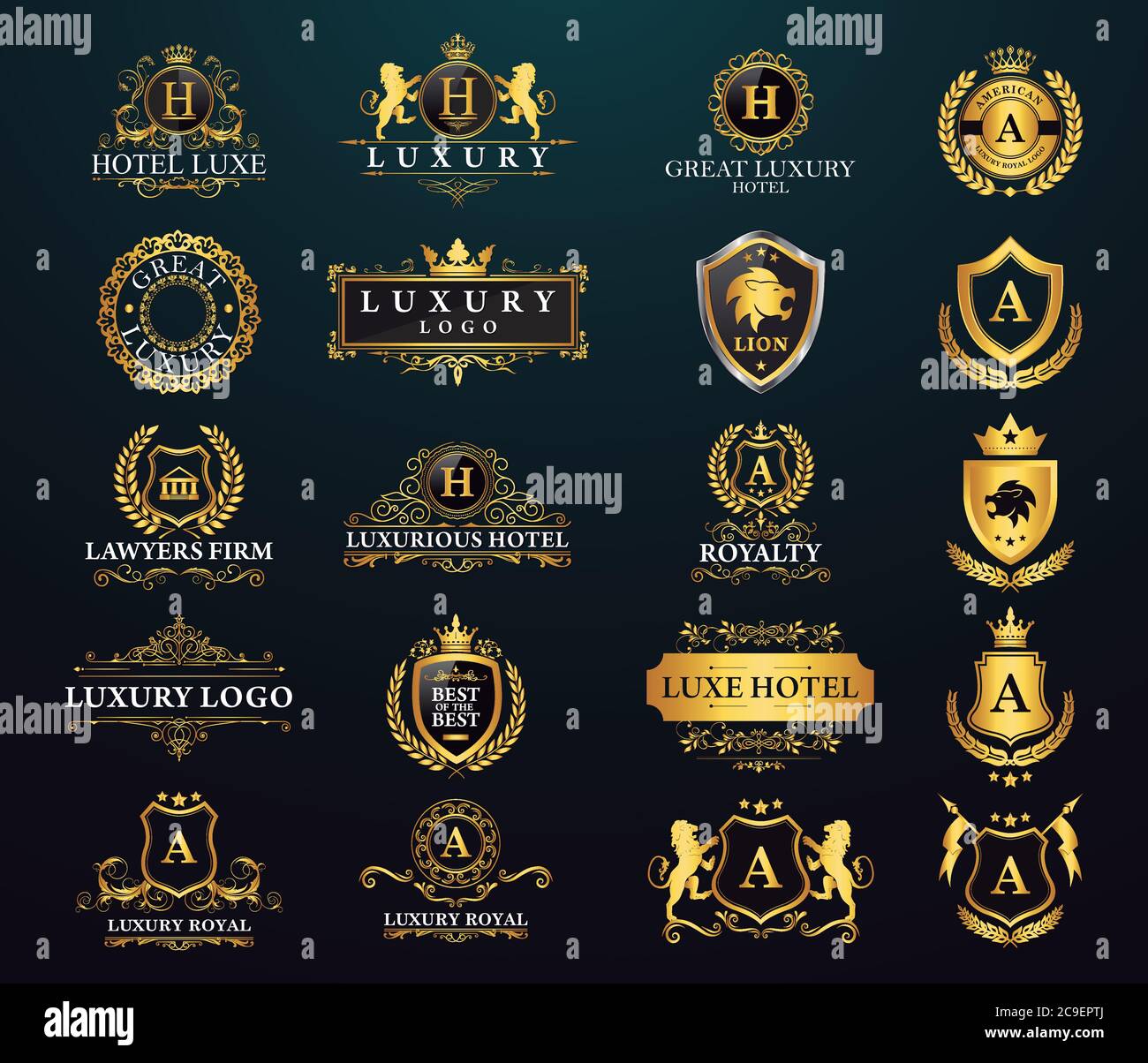 Great Luxury Set, Royal and Elegant Logo Vector Design Stock Vector ...