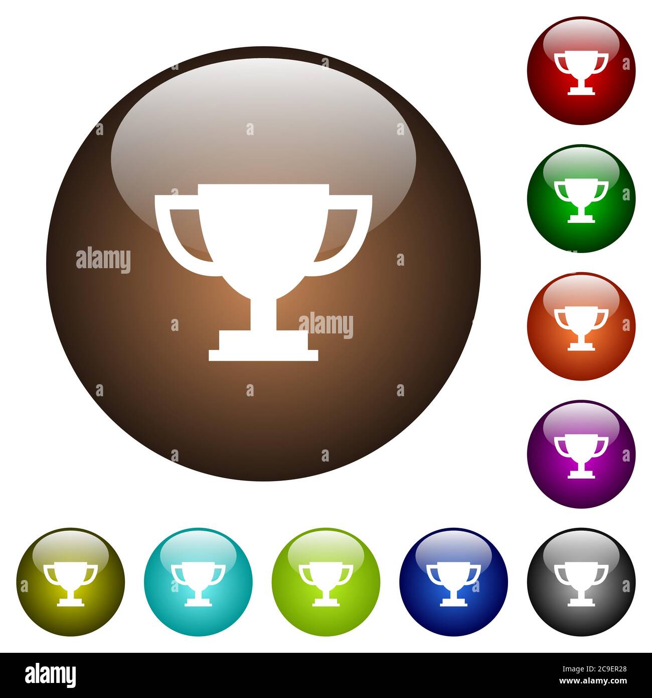 Trophy cup white icons on round color glass buttons Stock Vector Image ...