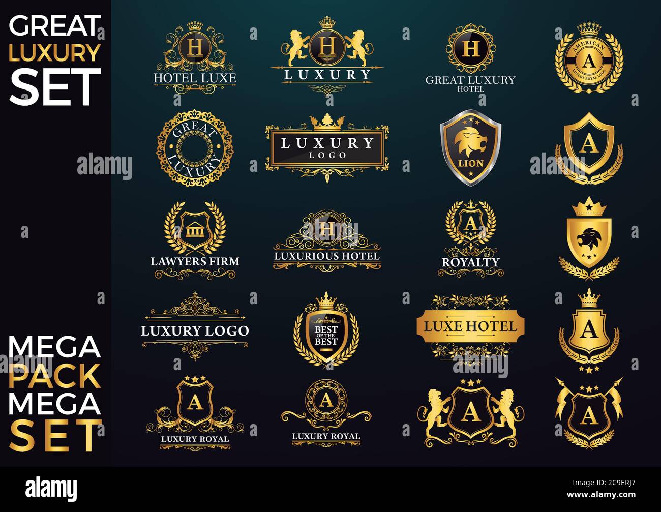Great Luxury Set, Royal and Elegant Logo Vector Design Stock Vector ...
