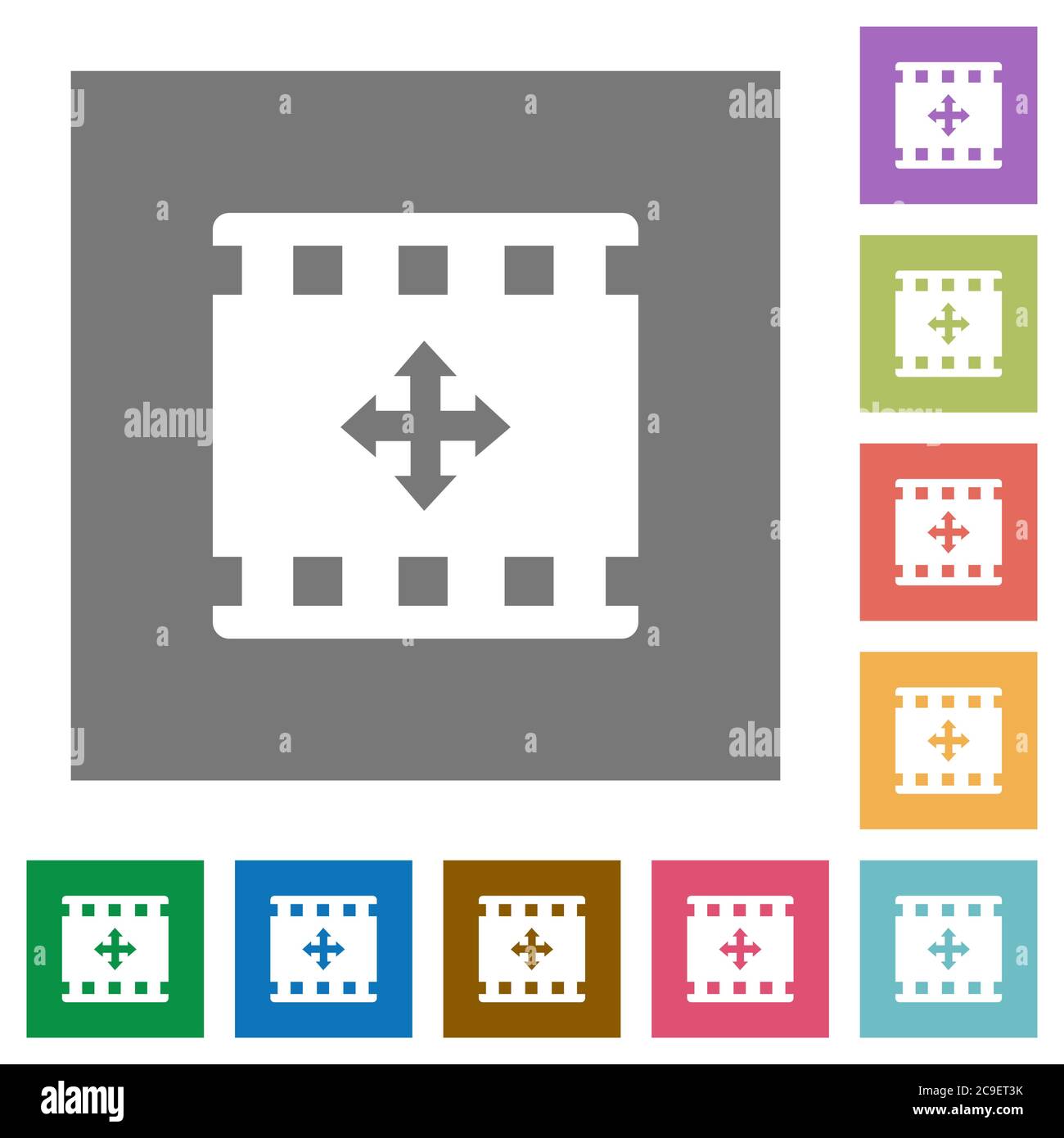 Move movie flat icons on simple color square backgrounds Stock Vector ...